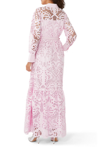 Pink Cotton Lace Maxi Dress