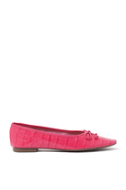 Croc-Embossed Ballerina Flats