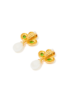 Ava Earrings, 24k Yellow Gold-Plated Brass with Green Turquoise & Pearl