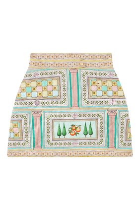Printed Quilted Mini Skirt