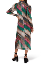 Theresa Sequin-stripe Midi Dress
