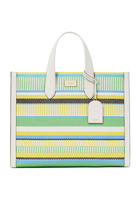 Manhattan Striped Woven Large Tote Bag