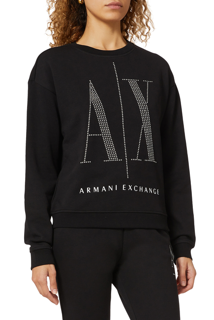 Buy Armani Exchange Icon Logo Cotton Sweatshirt for Womens | Bloomingdale's  Kuwait