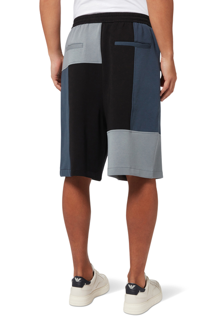 Colorblock Sweat Shorts in Cotton Jersey