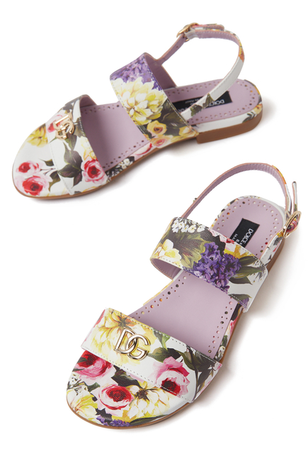 Kids Nappa Leather Floral Print Sneakers