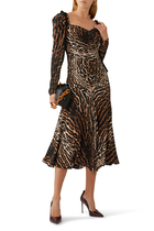 Leopard Crepe De Chine Cinched Dress