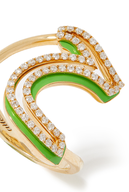 Arabic Silhouette Ring, 18K Yellow Gold & Diamonds