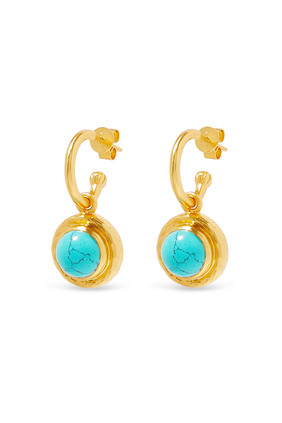 Kameo Earrings, 24k Yellow Gold-Plated Brass & Turquoise