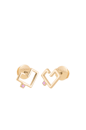 Single Hubb Earrings, 18k Yellow Gold & Pink Sapphire