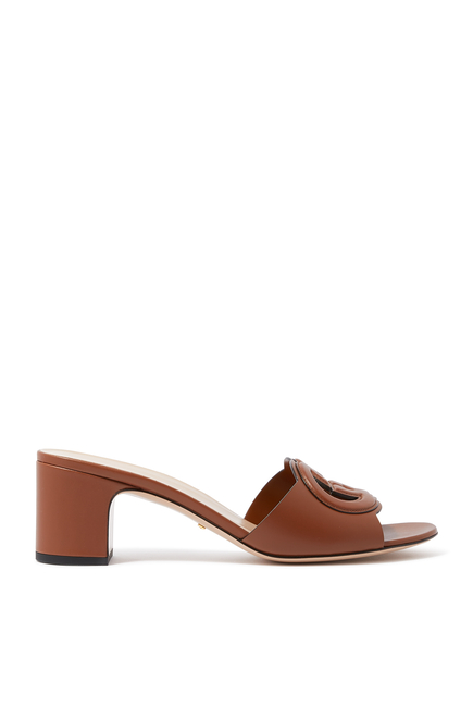 Interlocking G Slide 55 Leather Mules