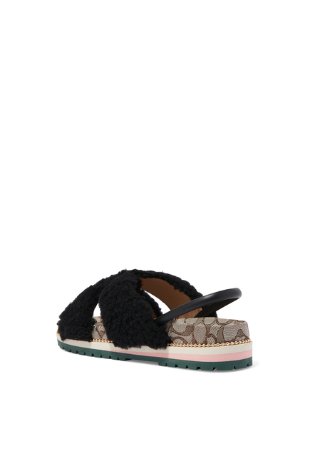 Buy Coach Tally Shearling Sandals in Signature Jacquard for Womens | Bloomingdale's Kuwait