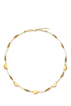 Zenyu Pearl Beaded Charm Choker, 18k Gold-Plated Brass & Pearls