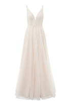 V-Neck Crystal Bodice Gown