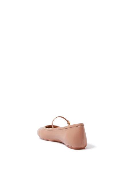 Carla Leather Ribbon Strap Ballerinas