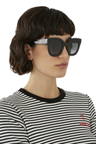 Embellished Round Frame Sunglasses