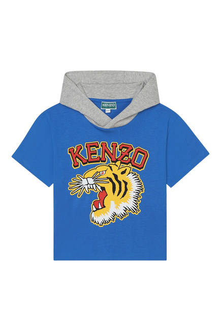 Kids Tiger Logo Hooded Varsity T-Shirt
