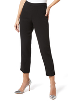 Black Crepe Pull-On Cropped Pants