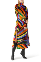 Multicolor Velvet Stripe Dress