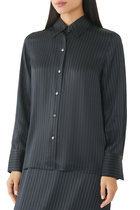 Pinstripe Silk Slim Long-Sleeve Shirt