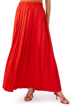 Italian Sporty Nylon Pleated Pull-On Maxi Skirt