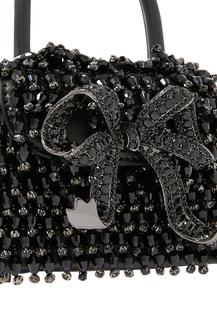 Crystal-Embellished Micro Bow Bag