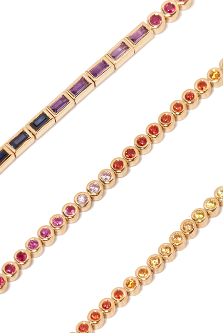 Rivière Baguette Bracelet, 18k Yellow Gold & Mixed Precious Stones