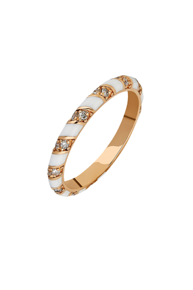 Tornado Ring, 18k Rose Gold with Enamel & Diamonds