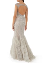 Feather Trim Gown