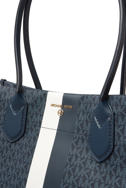 Heidi Large Signature Logo Stripe Tote Bag