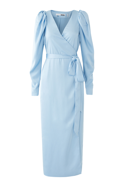 Satin Midi Wrap Dress