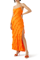 Orange Elvire open-back ruffled crepe maxi dress, Staud