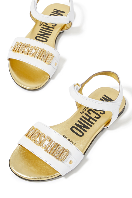 Kids Logo-Plaque Leather Sandals