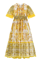 Kids Majolica Print Chiffon Dress