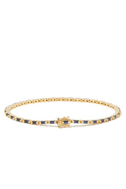 Linear Tennis Bracelet, 18k Yellow Gold & Sapphires