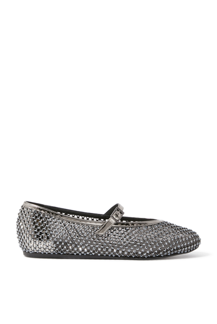 Pewter Fishnet Ballet Flat with Crystals