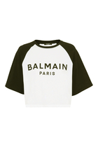 Logo Printed Raglan Cropped T-Shirt