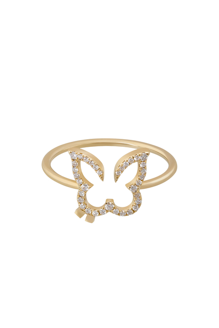 Hurriyah Butterfly Ring, 18k Yellow Gold and Diamonds