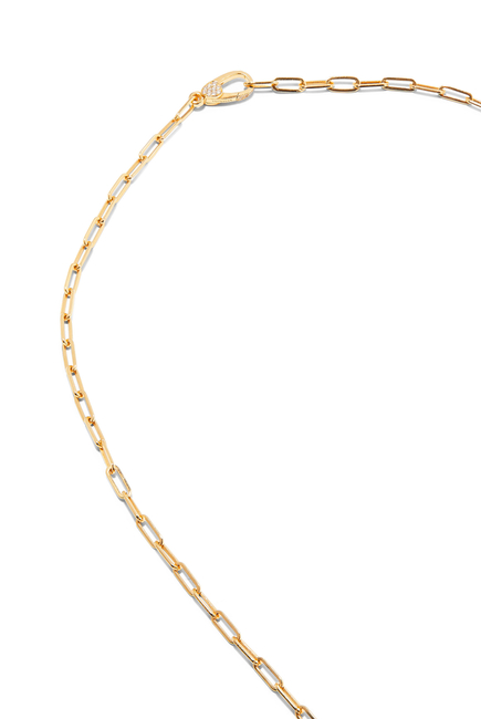 Vertical Chakra Necklace, 18k Yellow Gold with Diamonds & Lapis Lazuli