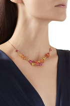 Paradise Floral Necklace, Plated Metal & Cubic Zirconia, Glass Stone