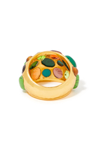Alicia Ring, 24k Yellow Gold-Plated Brass, Turquoise & Quartz