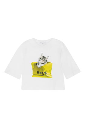 Cat Logo Print T-Shirt