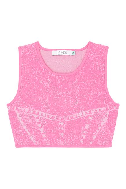 Lillian Denim Print Crop Top