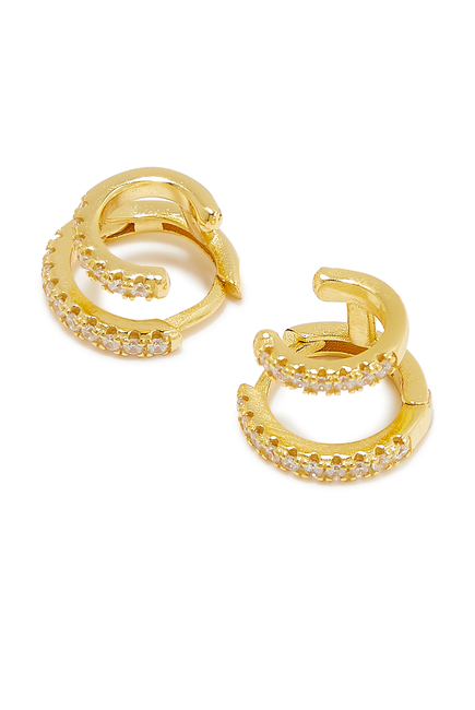 Katerina Double Huggie Hoop Earrings, 18K Gold-Plated Sterling Silver