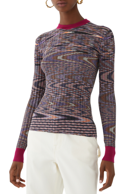 Abstract-Pattern Cashmere-Blend Jumper