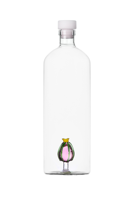 Bottle with Pink Cactus Flower
