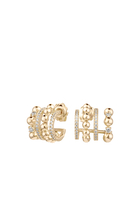 Gifu Quad Hoop Earrings, 18K Yellow Gold with Diamonds