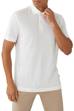 Regular-Fit Linen Polo Shirt