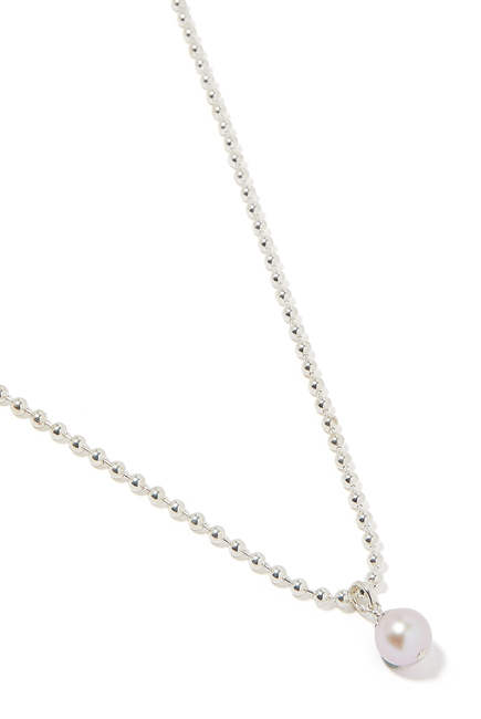 Ball Chain Necklace, Sterling Silver & Diamond