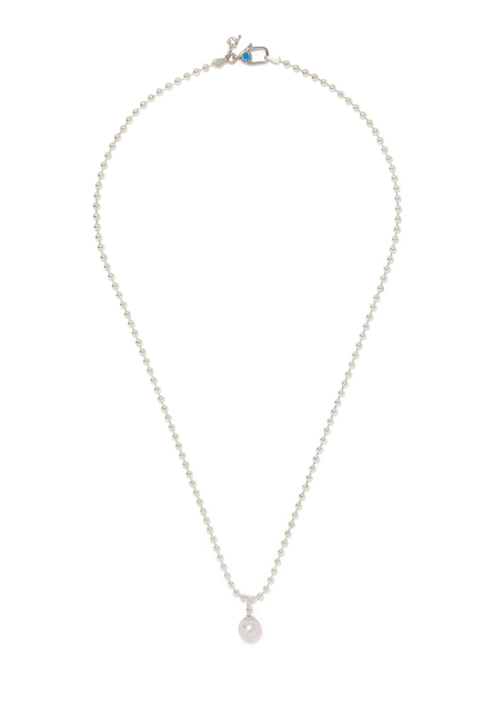 Ball Chain Necklace, Sterling Silver & Diamond