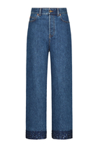 Embroidered Straight-Leg Jeans